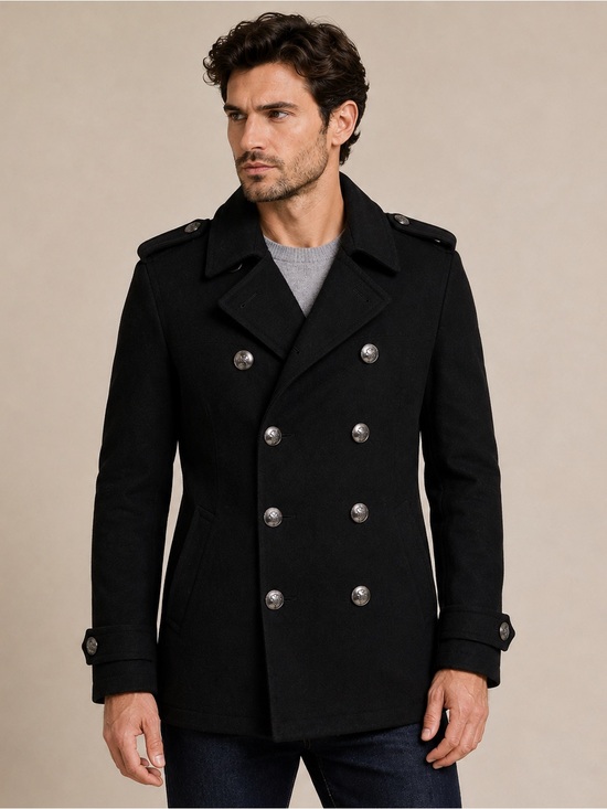 Burberry Other - BURBERRY BLACK LABEL Men's Wool Military Peacoat Double Breasted -Black- Size M